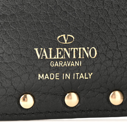 Valentino Garavani Pebbled Calfskin Rockstud Coin Case Card Holder Black 11 of 20