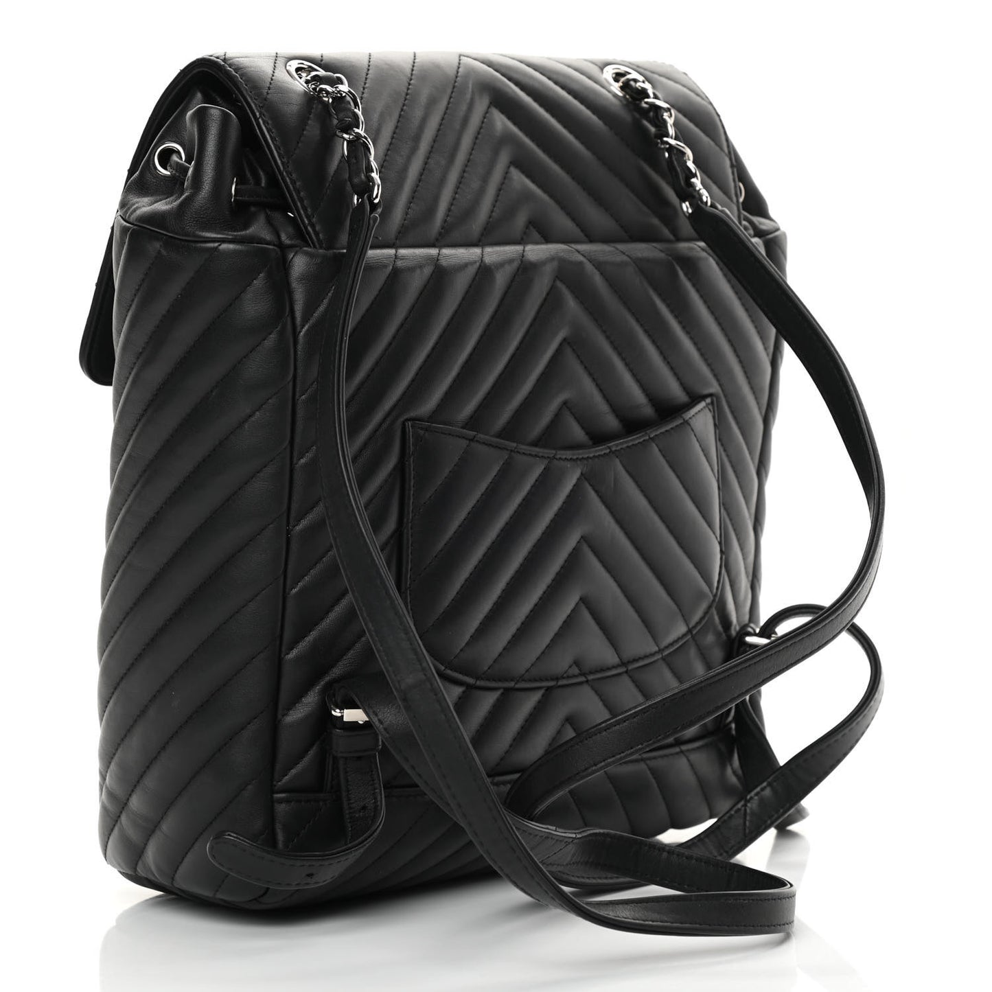 Calfskin Chevron Quilted Large Urban Spirit Backpack Black