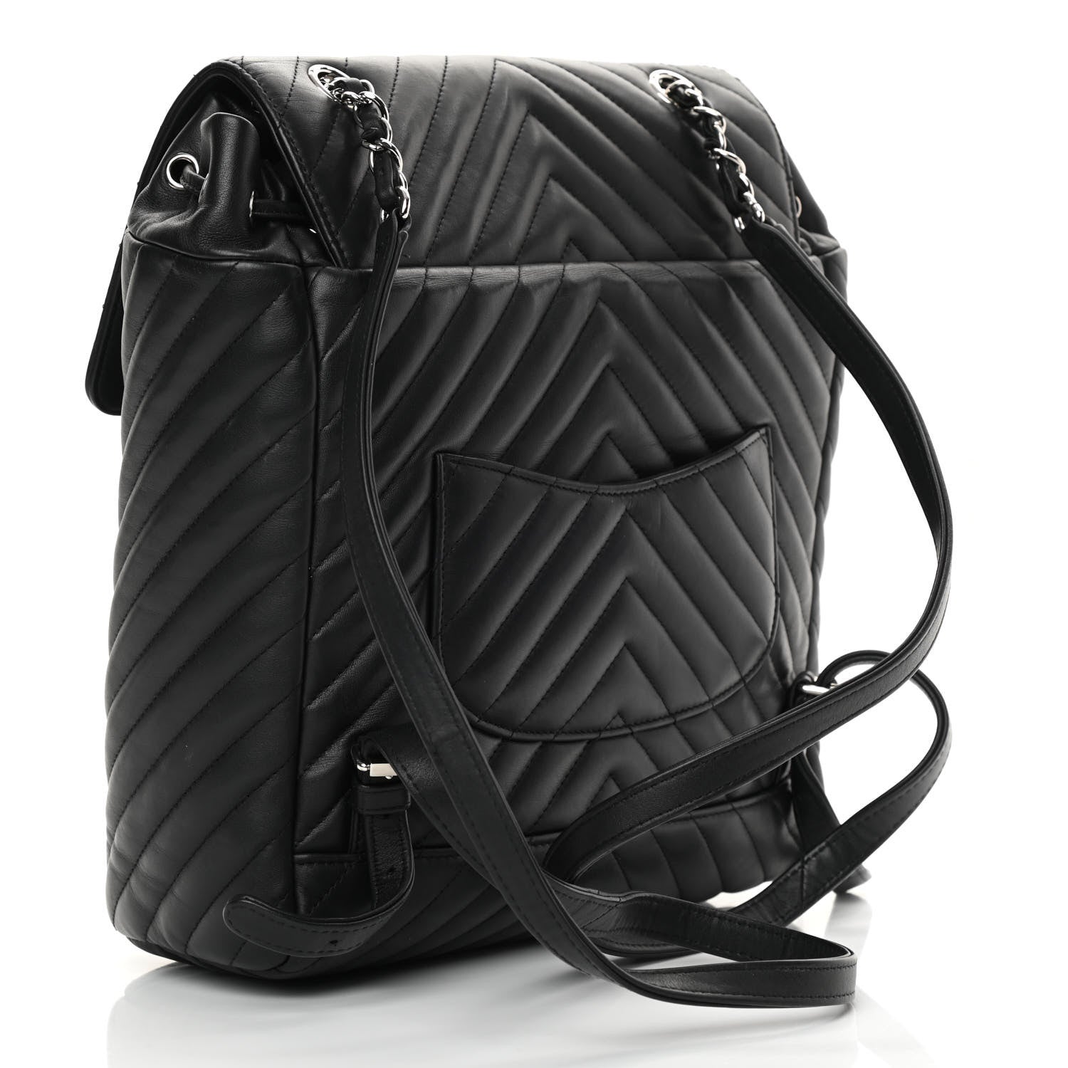 Chanel Calfskin Chevron Quilted Large Urban Spirit Backpack Black 2 of 16