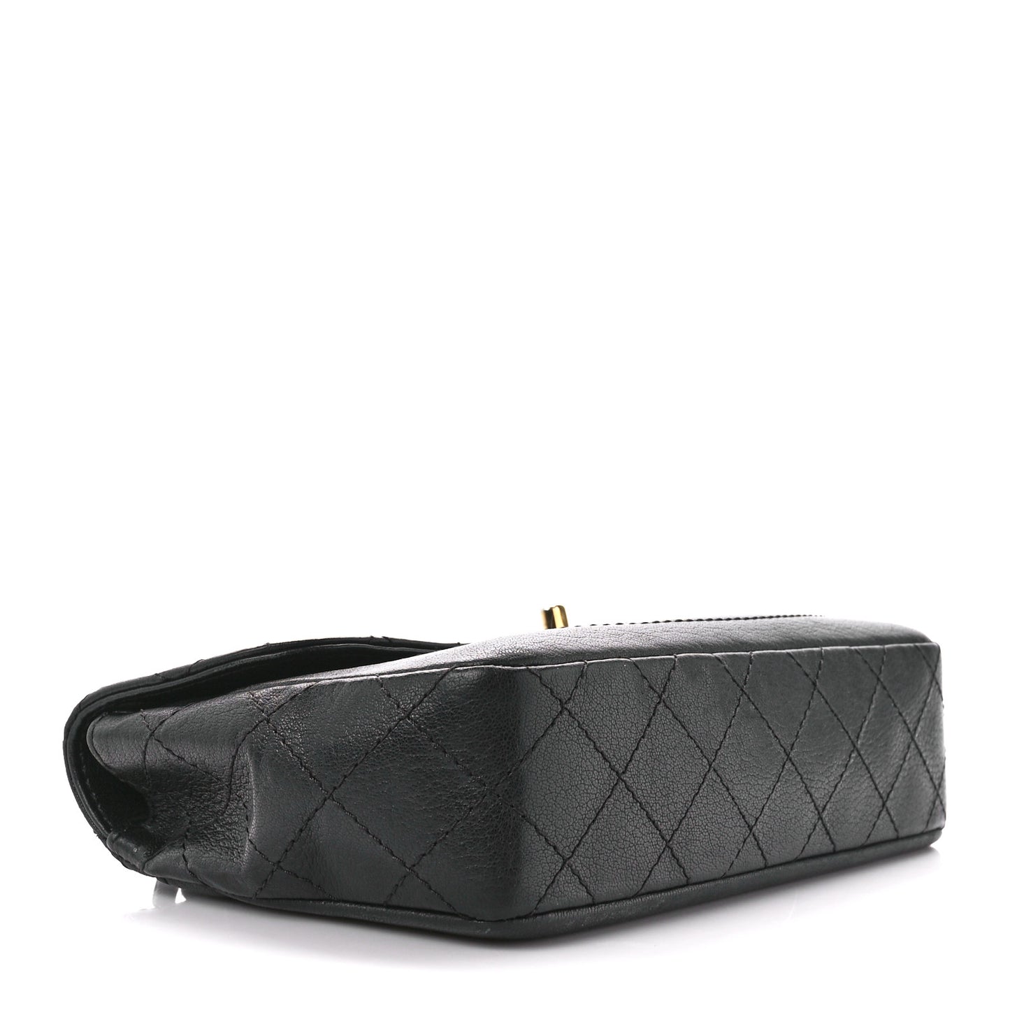 Goatskin Quilted Coco Curve Flap Messenger Flap Black