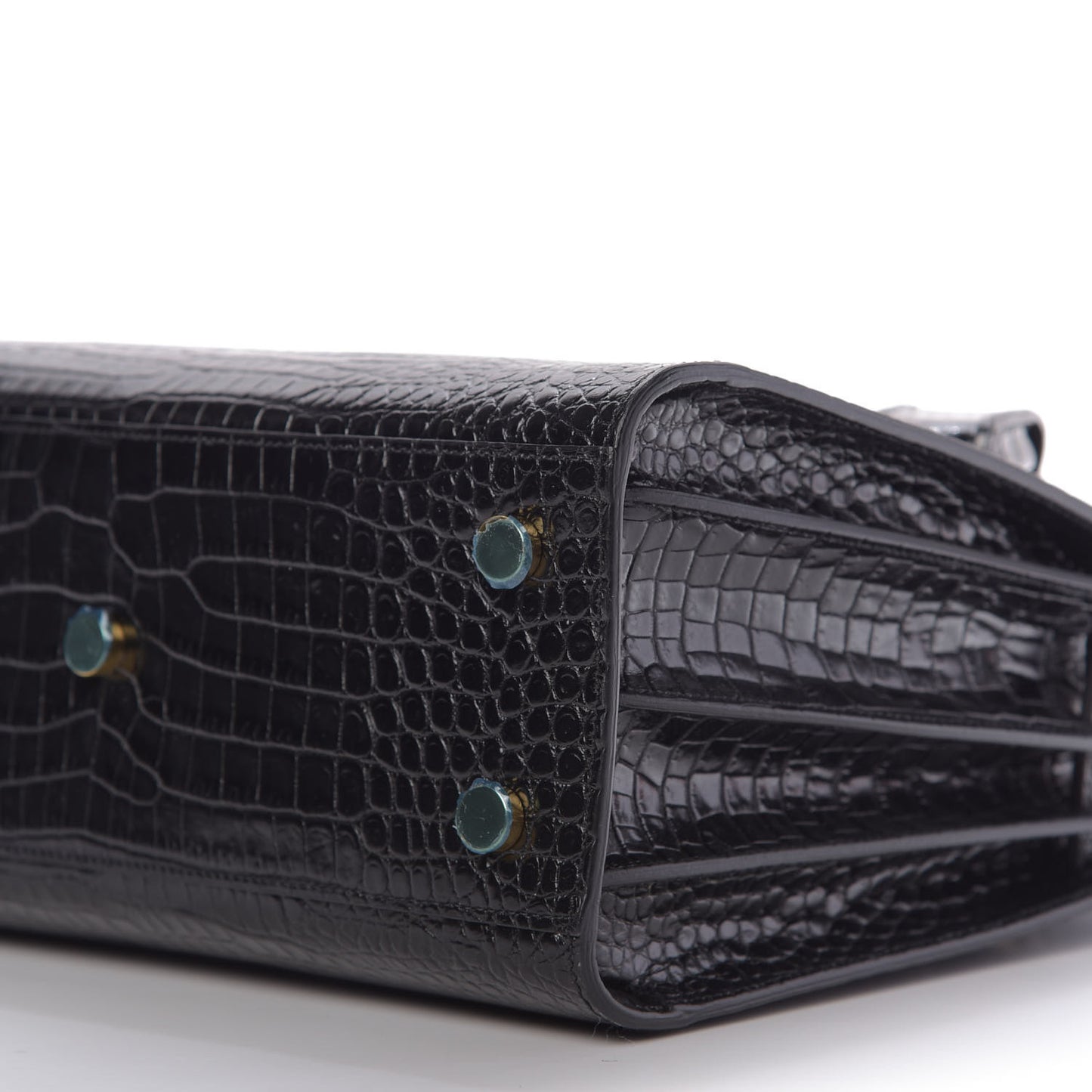 Calfskin Crocodile Embossed Baby Sac De Jour Black