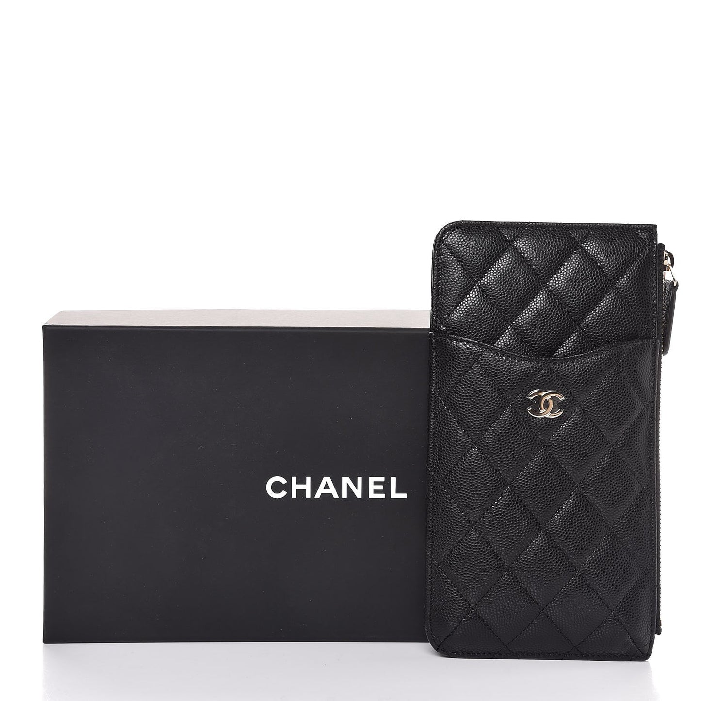 Caviar Quilted Classic Flat Wallet Pouch Black