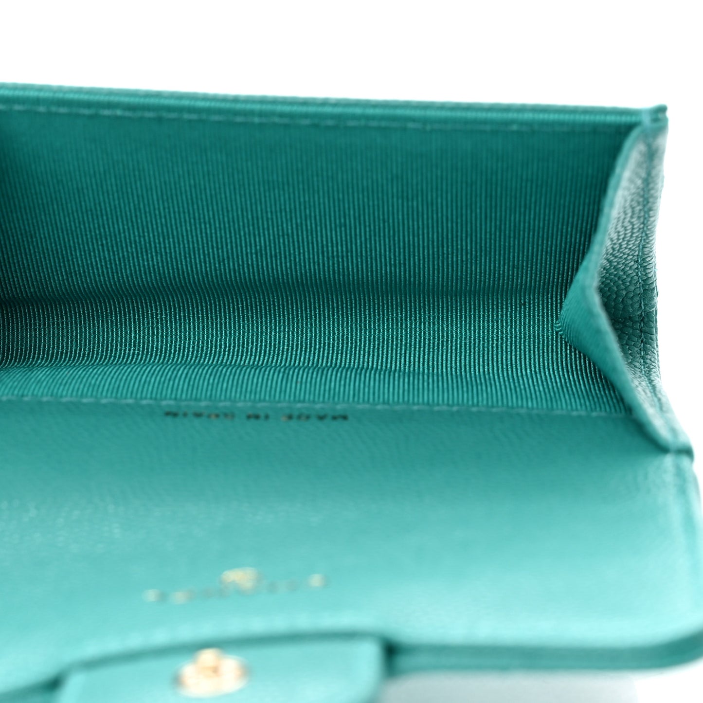 Caviar Quilted Flap Card Holder Turquoise