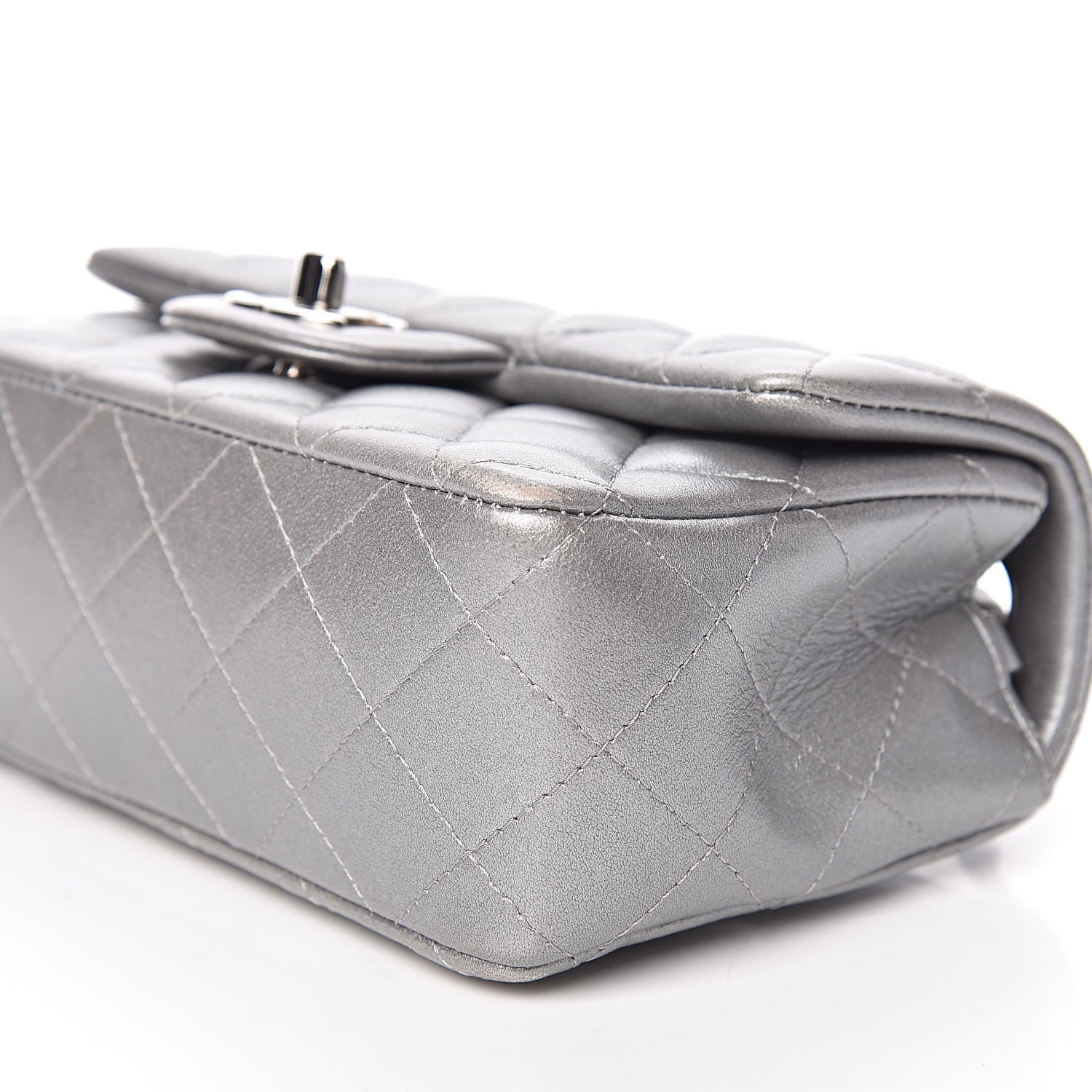 Chanel Metallic Lambskin Quilted Mini Rectangular Flap Silver 10 of 10