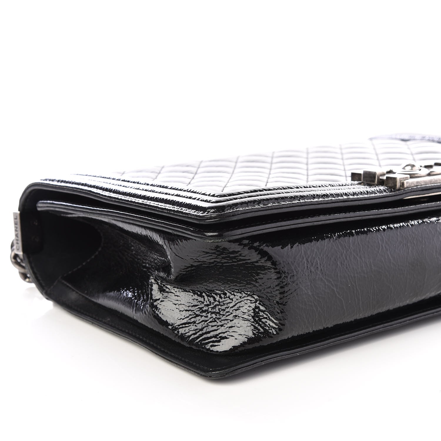 Chanel Distressed Patent Quilted New Medium Boy Flap Black 5 of 9