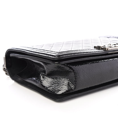Chanel Distressed Patent Quilted New Medium Boy Flap Black 5 of 9