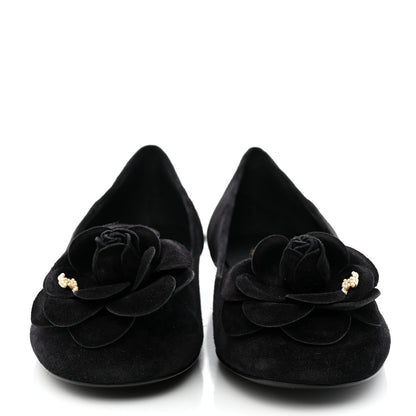 Chanel Suede Camellia CC Ballerina Flat 36.5 Black 2 of 8