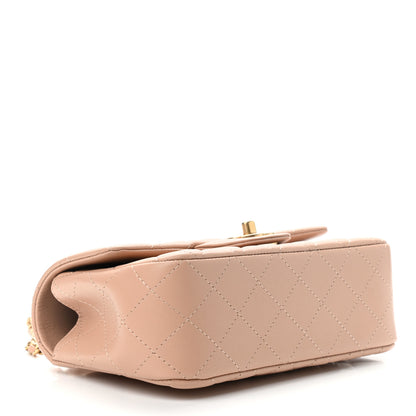 Chanel Lambskin Quilted Mini Top Handle Rectangular Flap Beige 4 of 11
