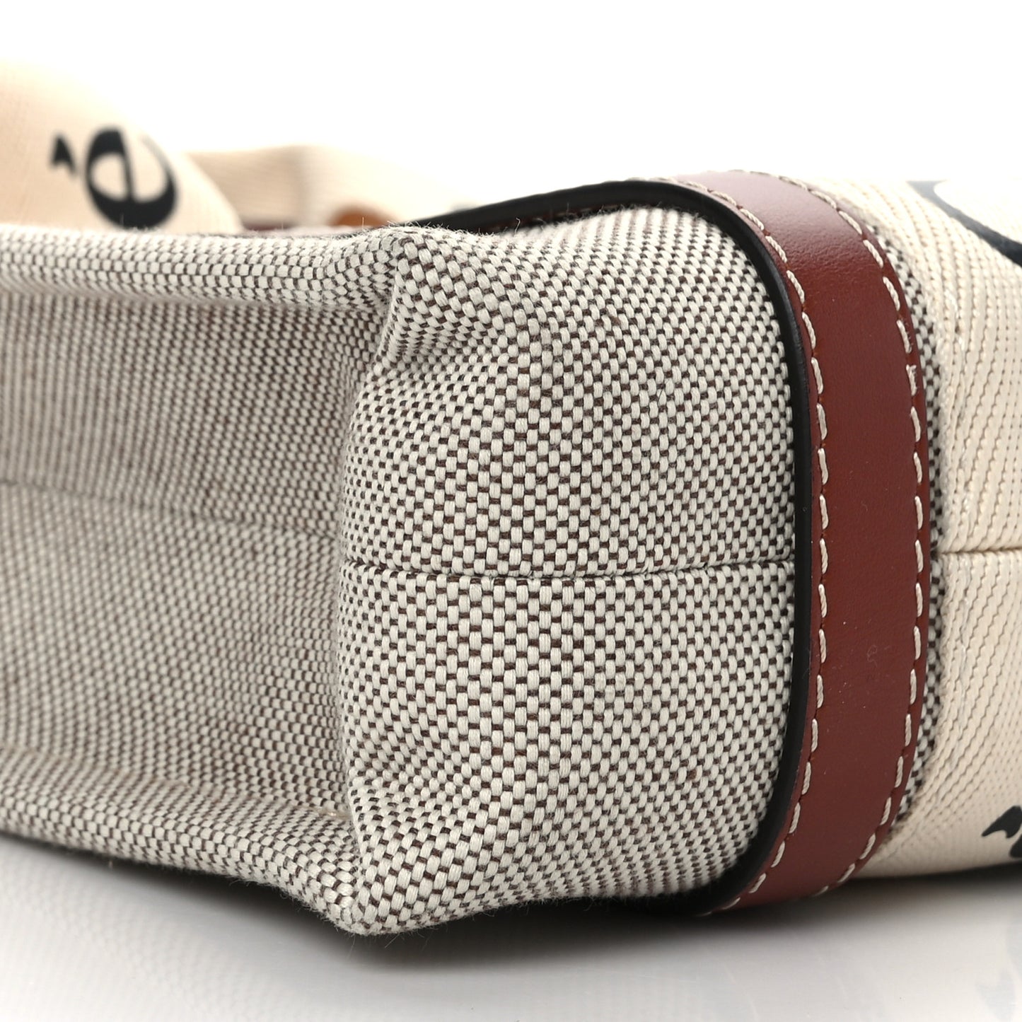 Cotton Calfskin Small Woody Ribbon Tote White Brown