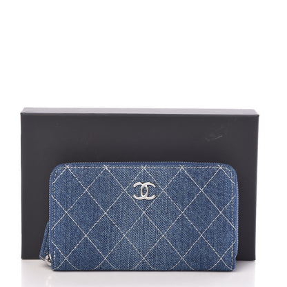 Chanel Denim Quilted Medium Zip Wallet Blue 9 of 9