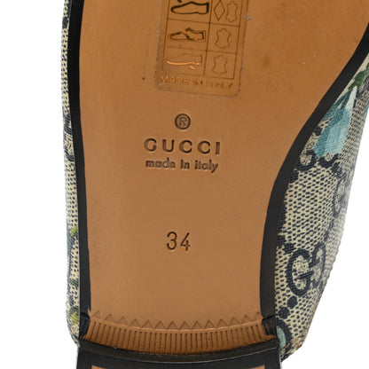 Gucci GG Supreme Monogram Blooms Womens Princetown Slippers 34 Beige Blue Navy Hibiscus Red 6 of 11
