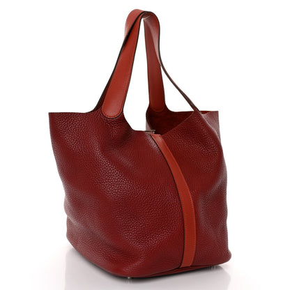 Hermes Taurillon Clemence Swift Picotin Lock 26 GM Rouge H Brique 3 of 12
