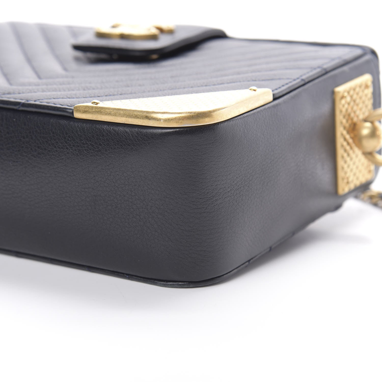 Chanel Calfskin Chevron Quilted Rock The Corner Minaudiere Bag Black 10 of 12