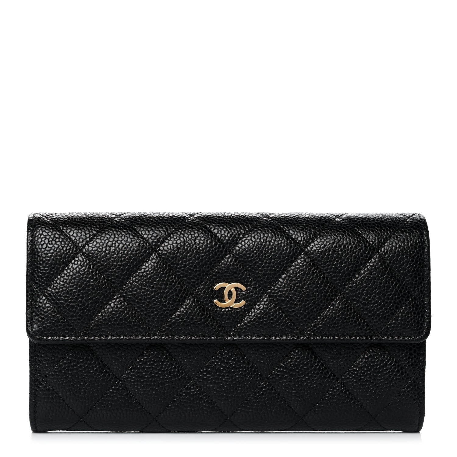 Chanel Caviar Quilted Large Gusset Flap Wallet Black 1 of 13