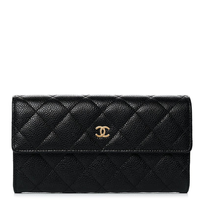 Chanel Caviar Quilted Large Gusset Flap Wallet Black 1 of 13