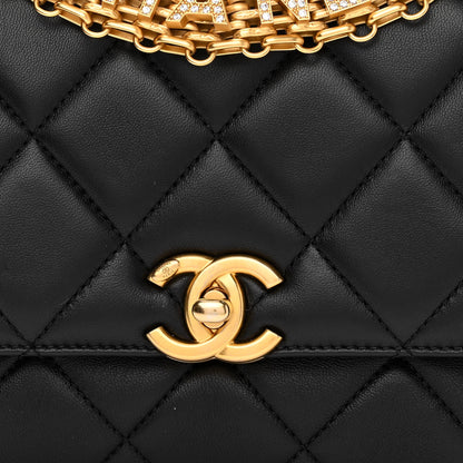 Chanel Lambskin Quilted CC Crystal Logo Chain Flap Black 8 of 12
