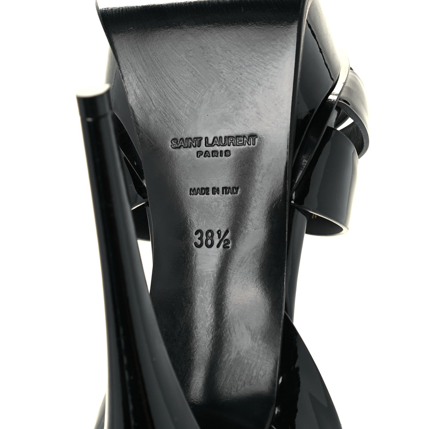 Saint Laurent Patent Tribute 105 Platform Sandals 38.5 Black 7 of 9