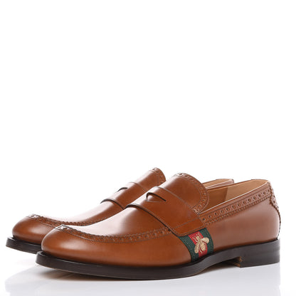 Gucci Calfskin Web Bee Mens Spirit Loafers 8.5 Cuir 3 of 9