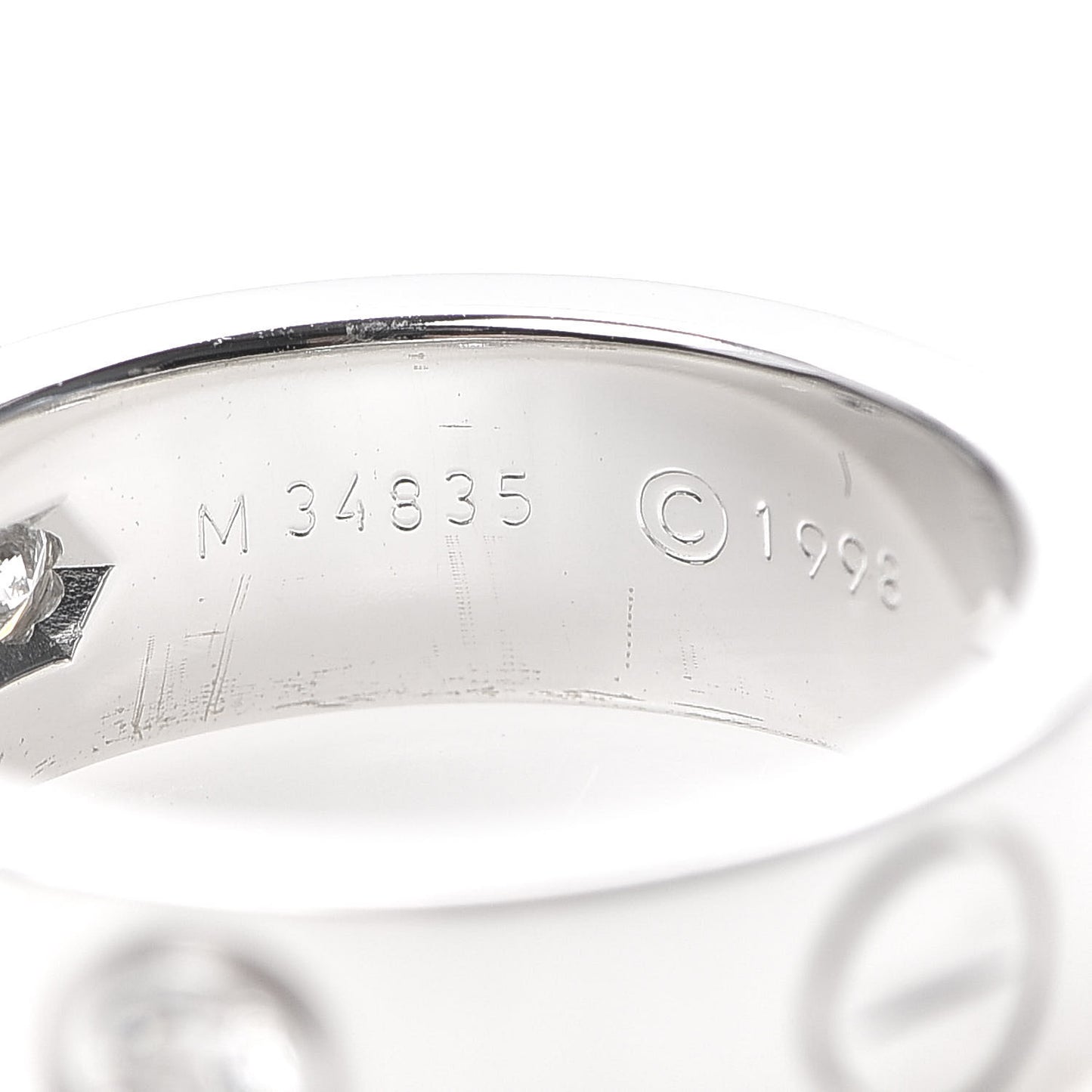18K White Gold 3 Diamond 5.5mm LOVE Ring 46 3.75
