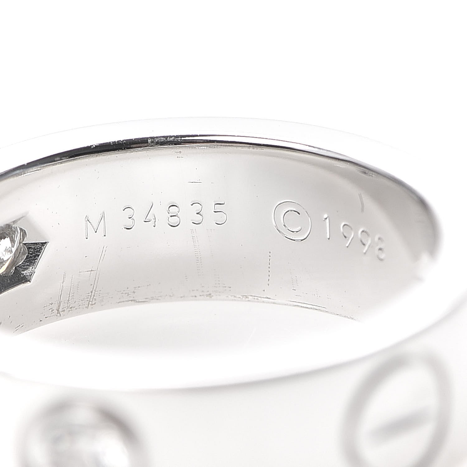 Cartier 18K White Gold 3 Diamond 5.5mm LOVE Ring 46 3.75 6 of 6