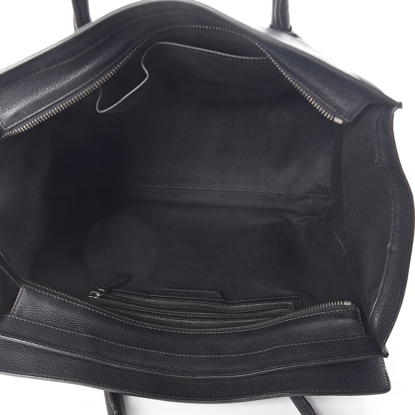 Drummed Calfskin Shoulder Luggage Black