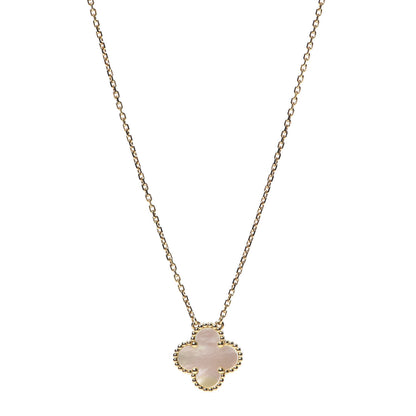 Van Cleef & Arpels 18K Yellow Gold Mother of Pearl Vintage Alhambra Pendant Necklace 1 of 7
