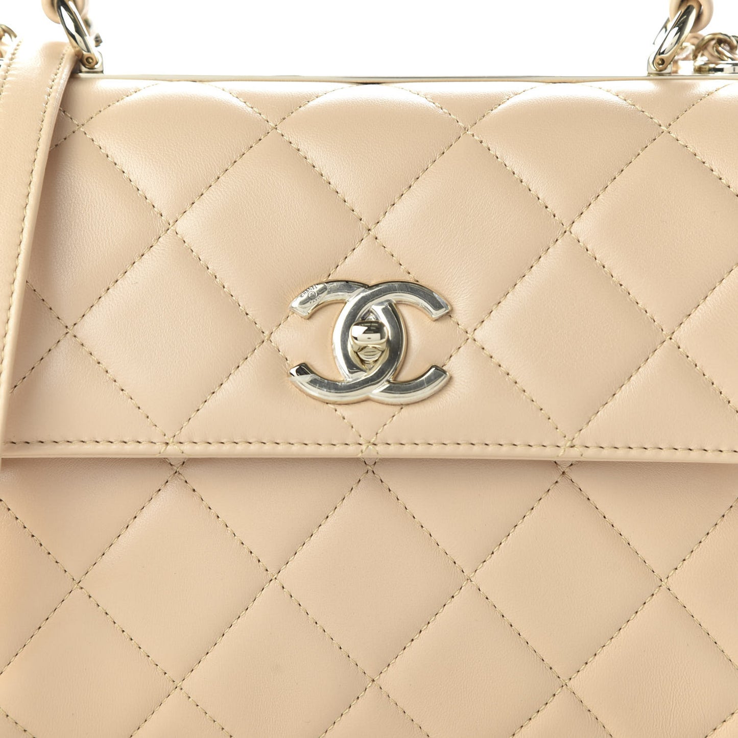 Lambskin Quilted Small Trendy CC Dual Handle Flap Bag Beige