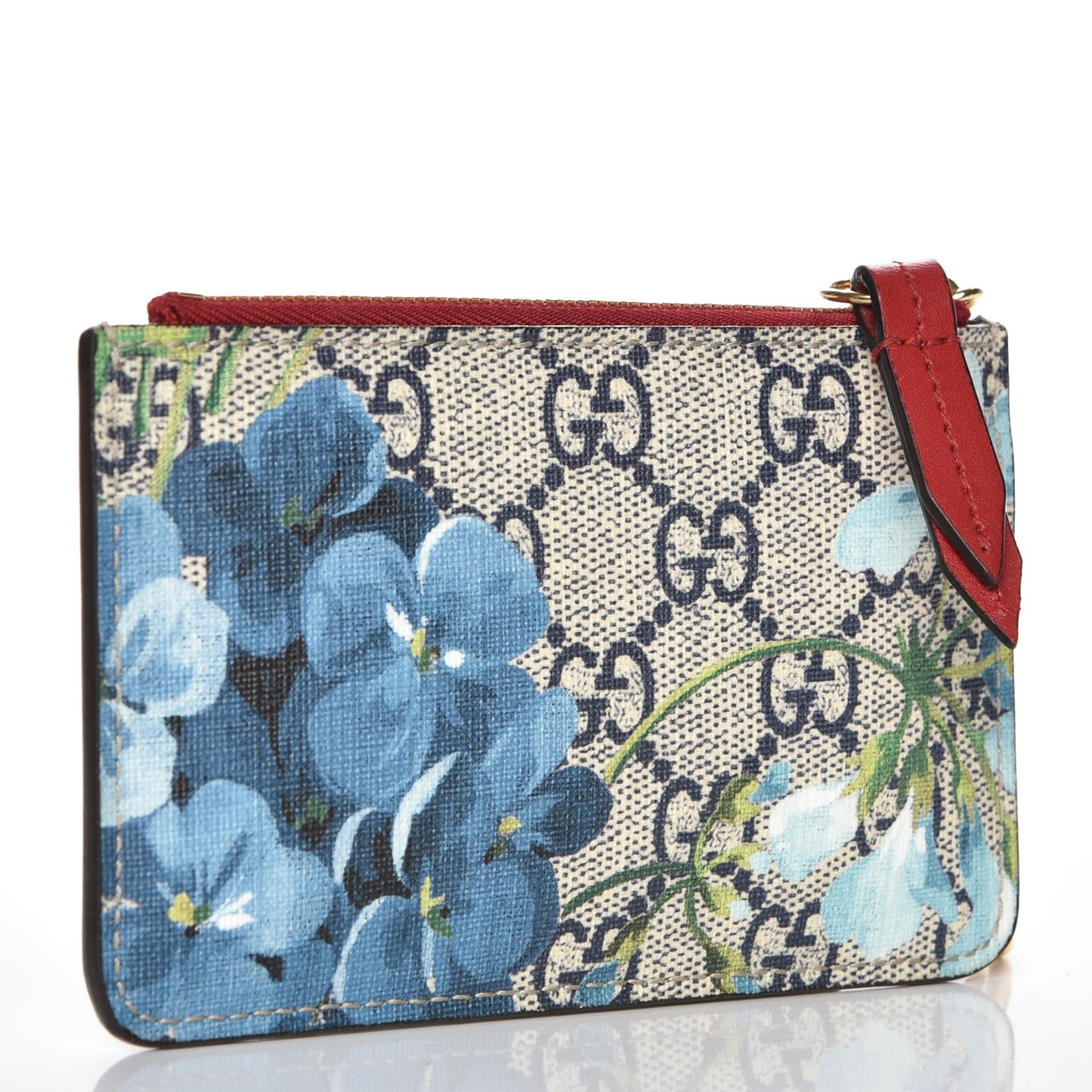 GG Supreme Monogram Blooms Key Case Beige Blue Navy Hibiscus Red