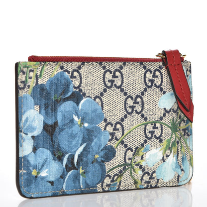 Gucci GG Supreme Monogram Blooms Key Case Beige Blue Navy Hibiscus Red 3 of 6