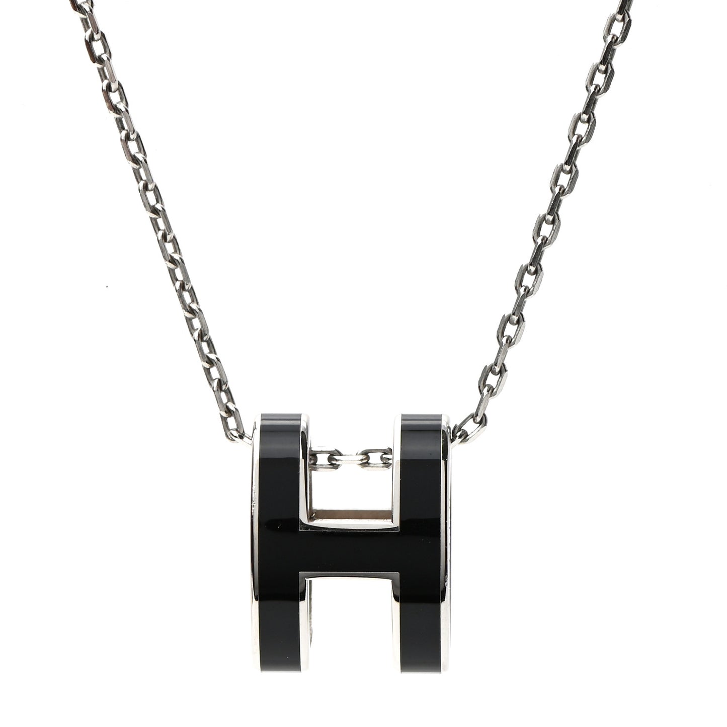 Lacquered Palladium Pop H Pendant Necklace Black