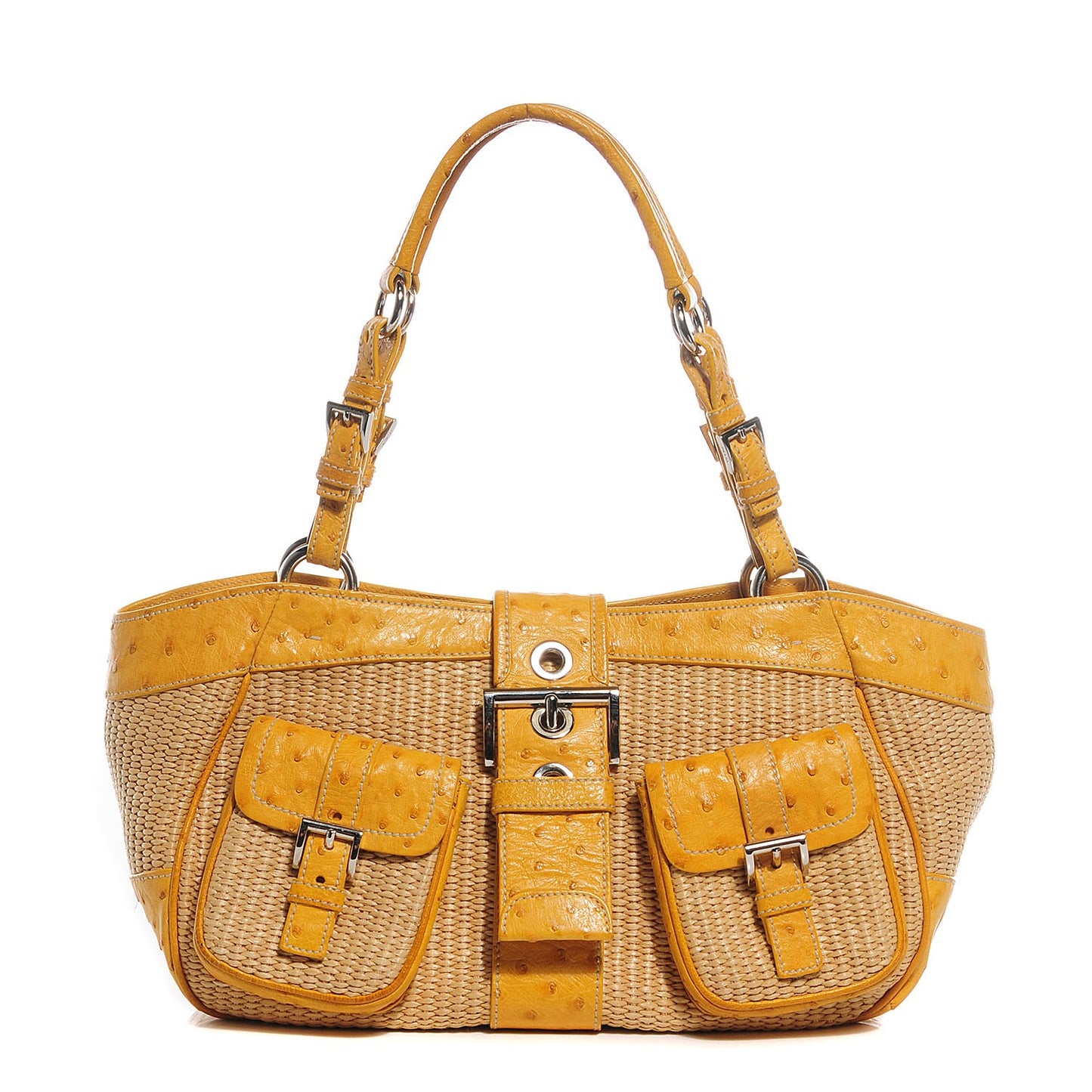 Straw Ostrich Tote Naturale Soleil