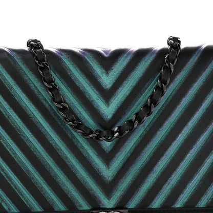 Chanel Calfskin Painted Chevron Embossed Boy Wallet On Chain WOC Black 9 of 16