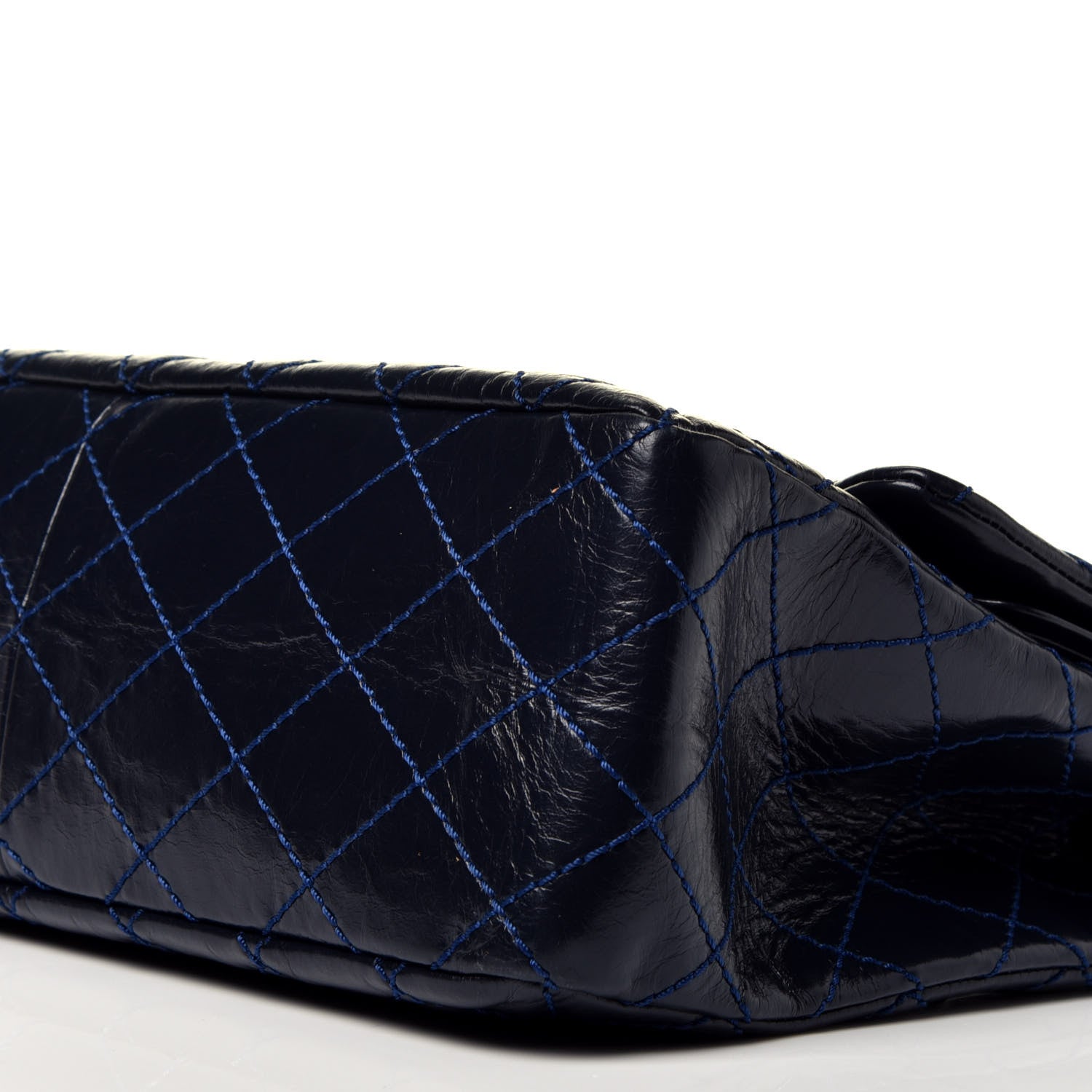 Chanel Glazed Calfskin Quilted Surpique 2.55 Reissue Flap Navy 10 of 10