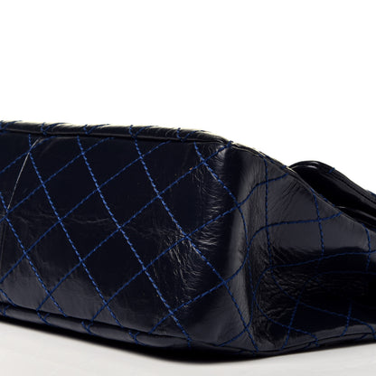 Chanel Glazed Calfskin Quilted Surpique 2.55 Reissue Flap Navy 10 of 10