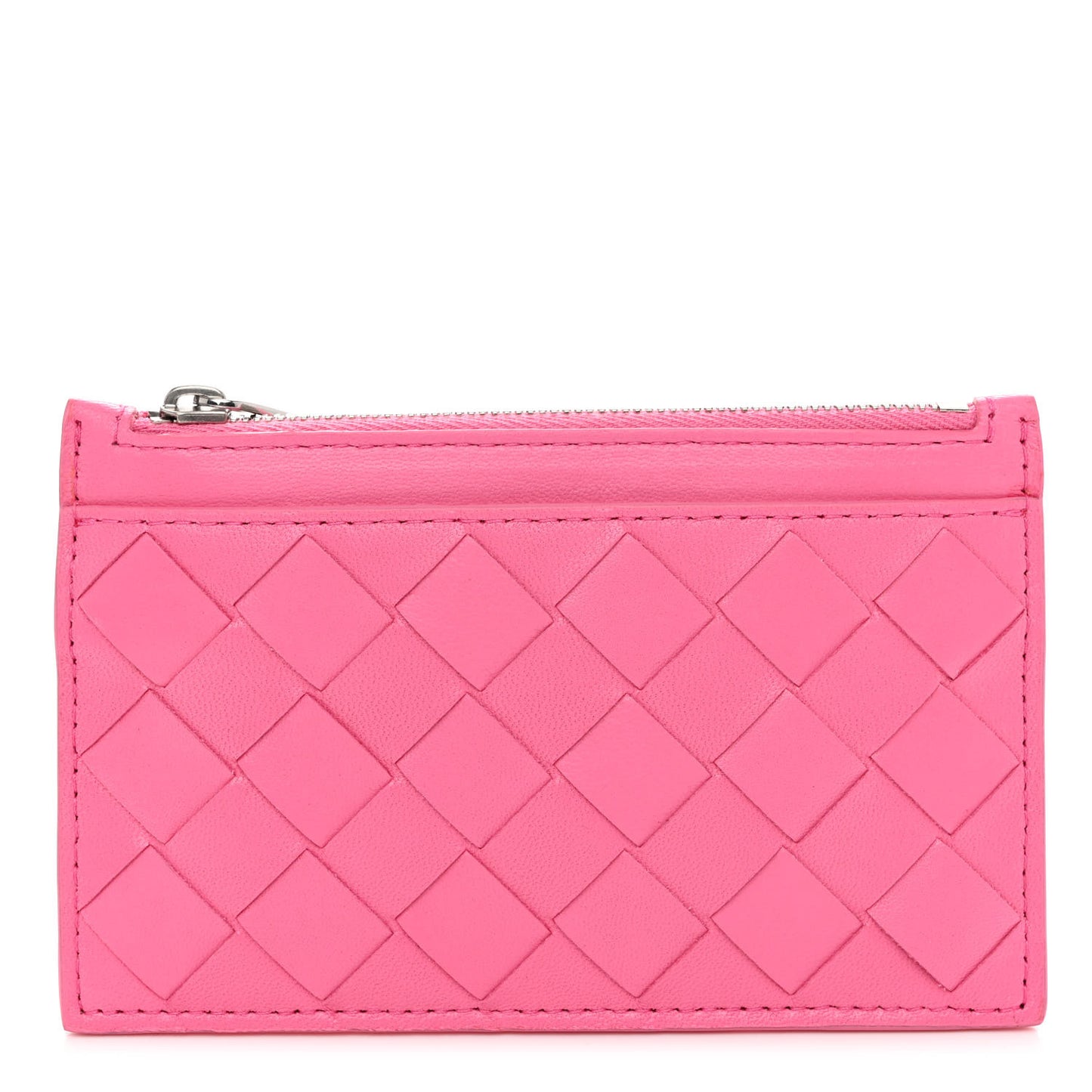 Nappa Intrecciato Zip Card Case Pink