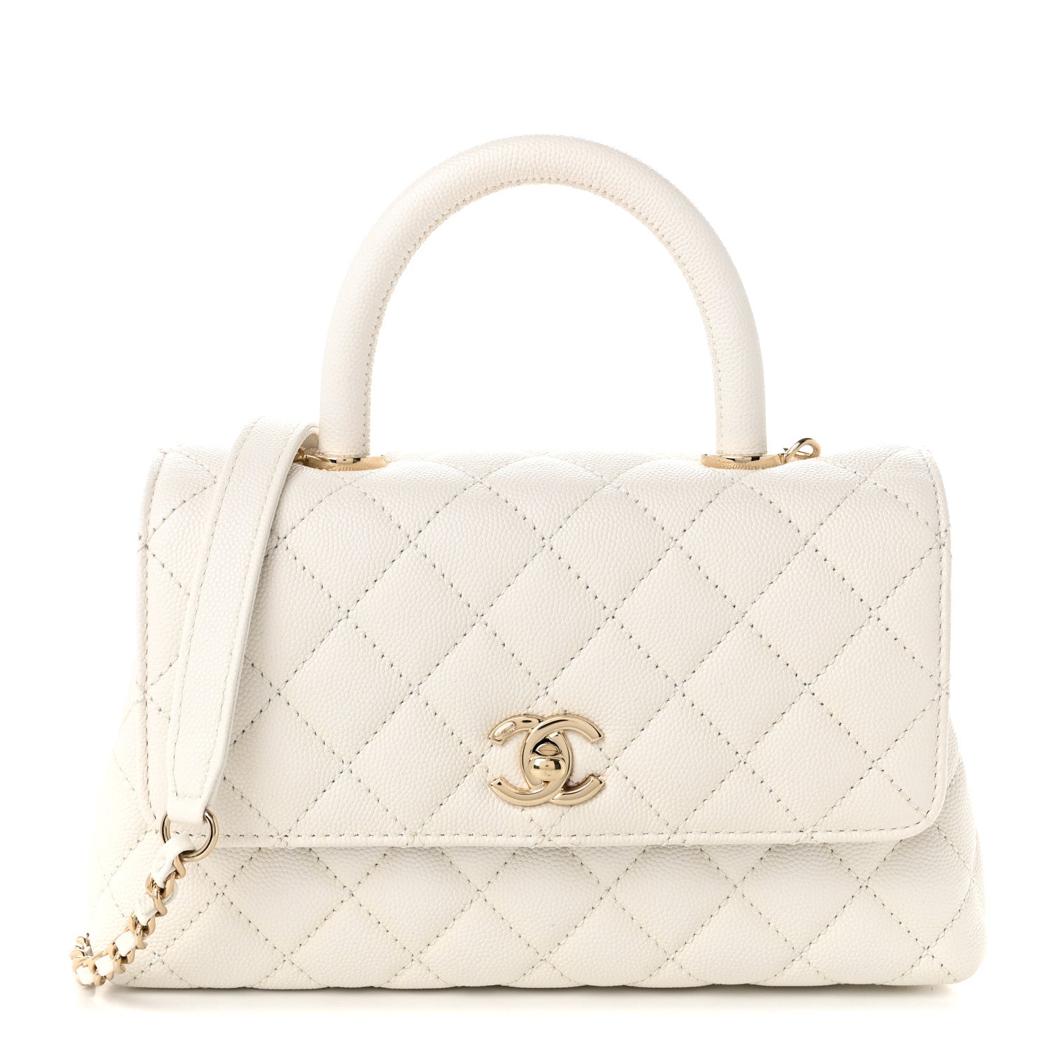 Chanel Caviar Quilted Mini Coco Handle Flap White 1 of 10