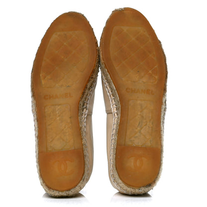Chanel Lambskin CC Espadrilles 35 Beige Black 4 of 5