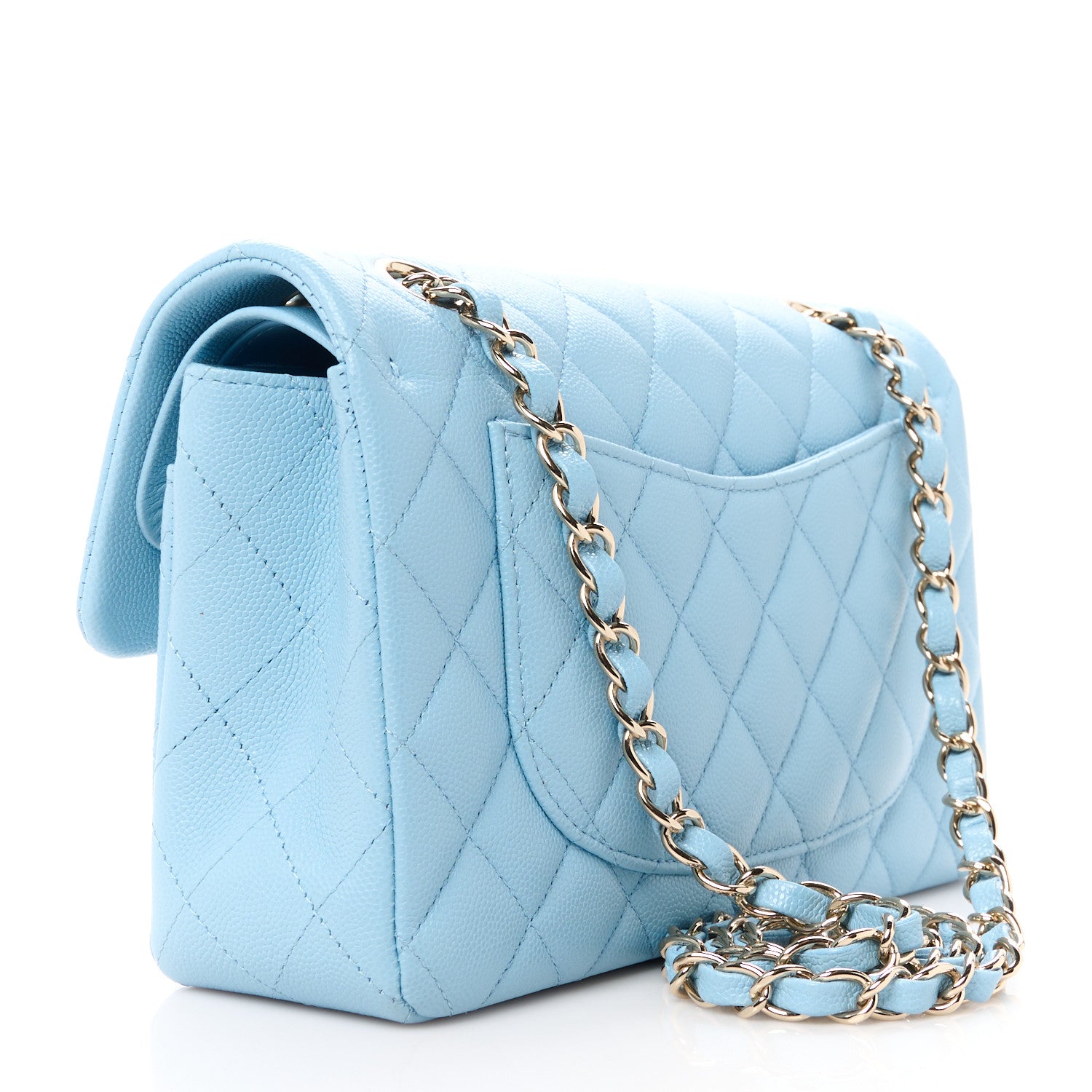 Chanel Caviar Quilted Small Double Flap Light Blue 3 of 12