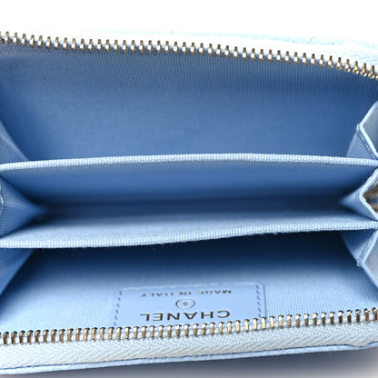 Chanel Caviar Quilted Zip Coin Purse Light Blue 5 of 9