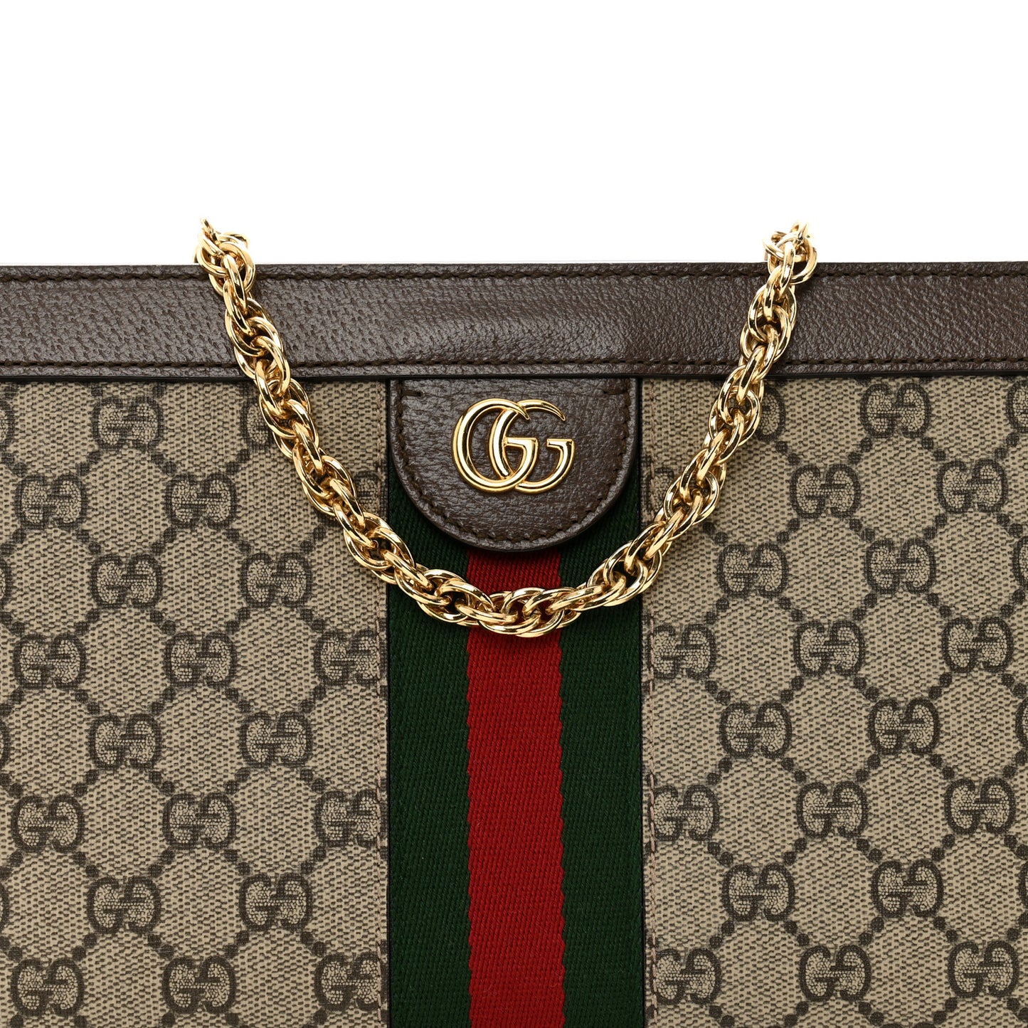 GG Supreme Monogram Web Small Ophidia Chain Shoulder Bag Brown