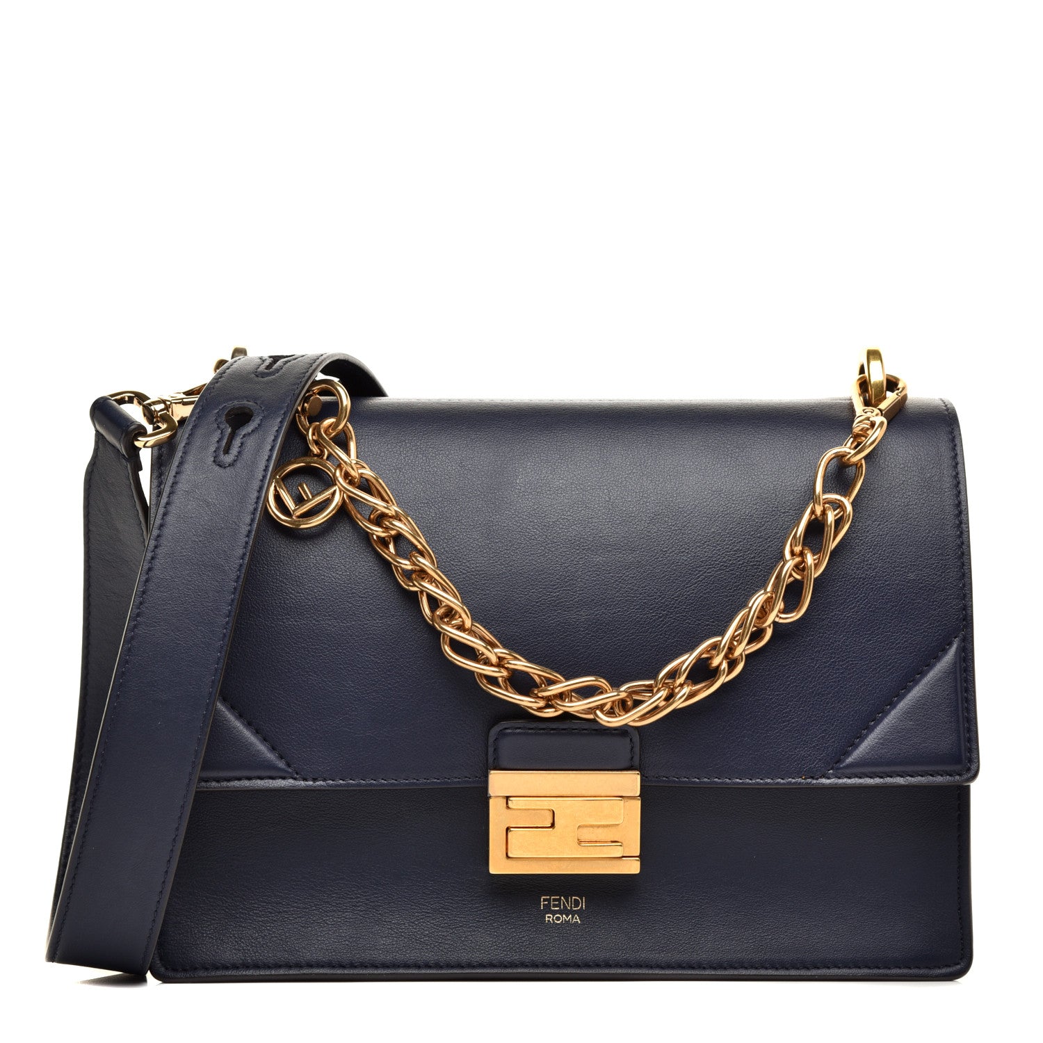 Fendi Vitello Grace Matte F is Fendi Kan U Shoulder Bag Navy 1 of 10