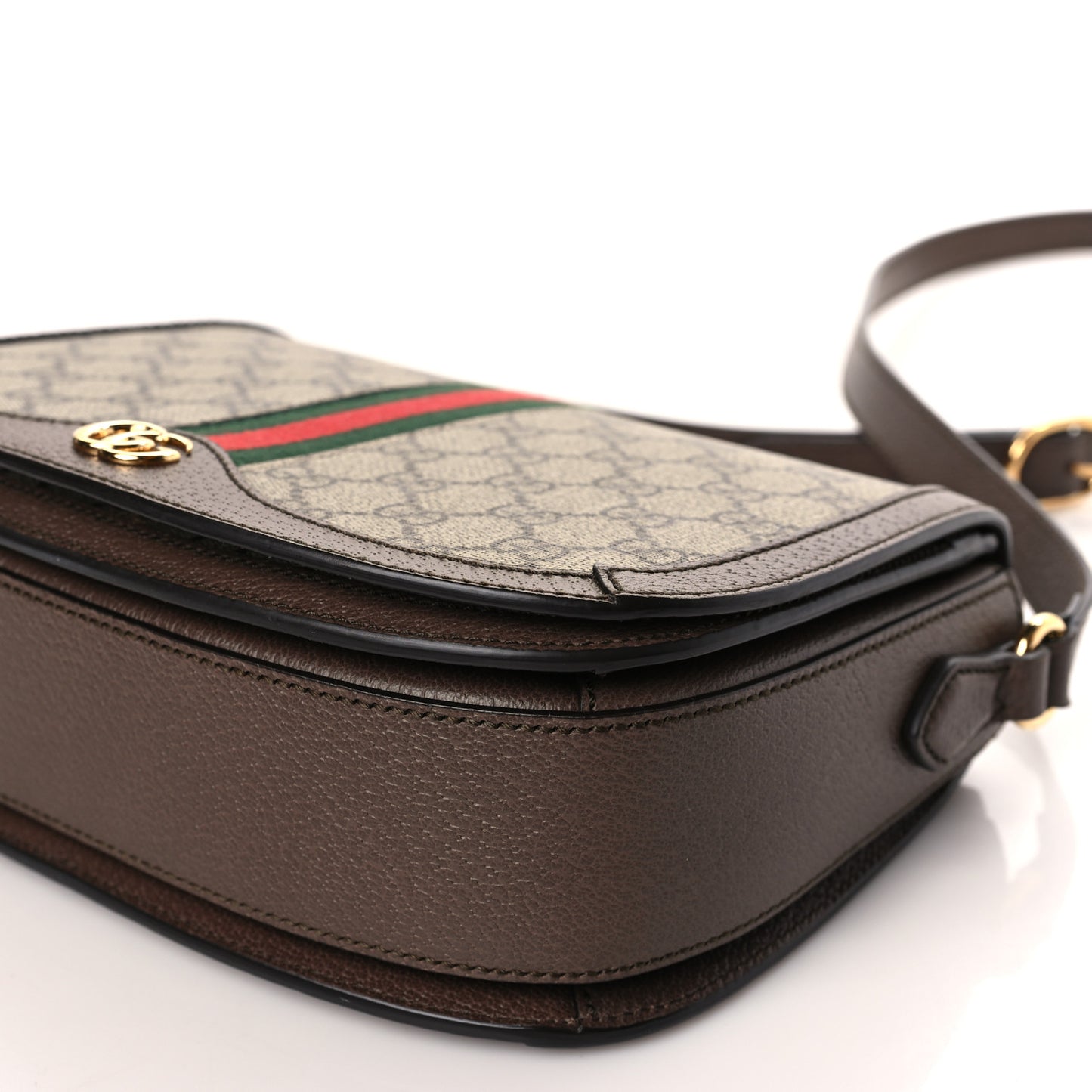 GG Supreme Monogram Web Small Ophidia Flap Messenger Bag Brown