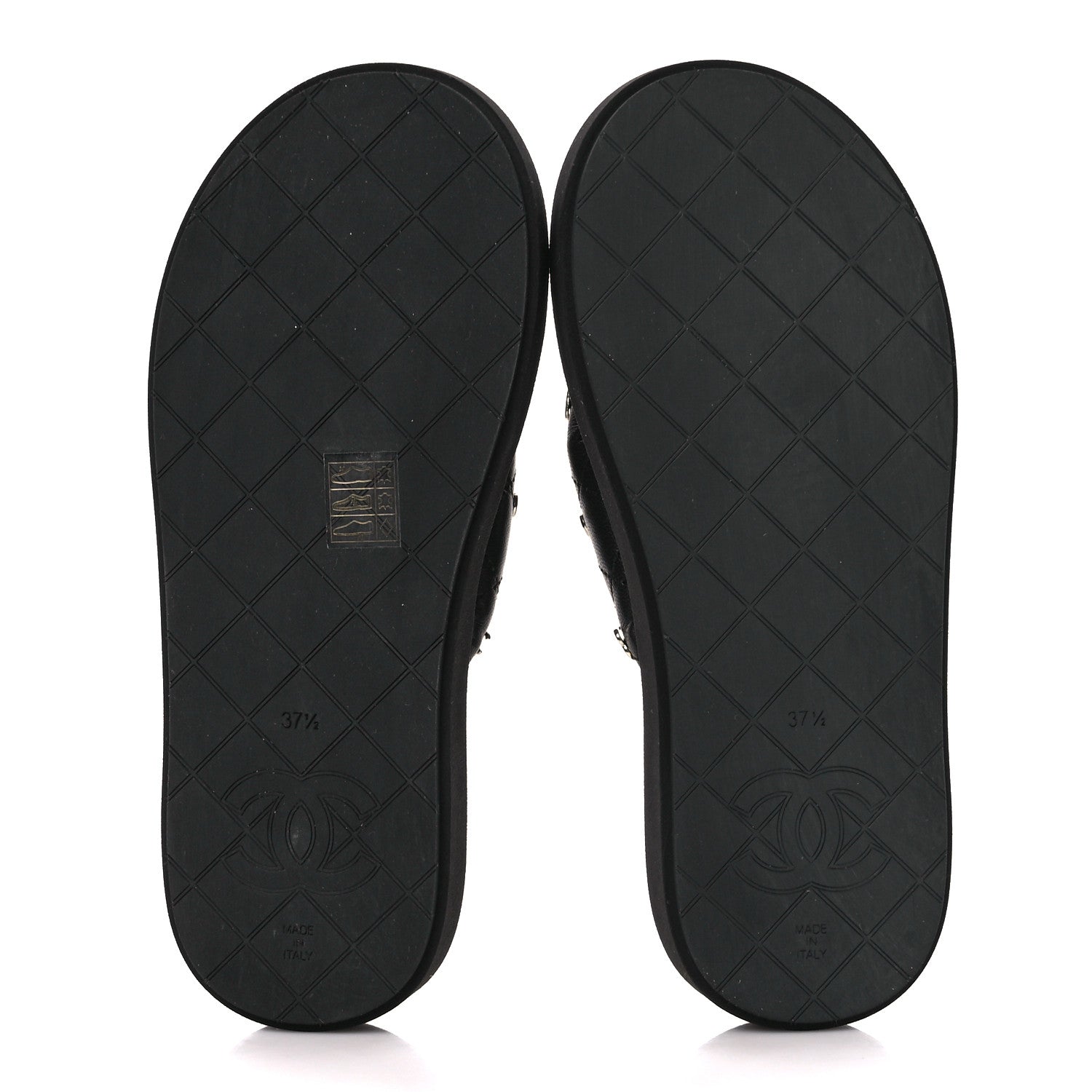 Chanel Lambskin Quilted Padded Charms Thong Sandals 37.5 Black 5 of 8