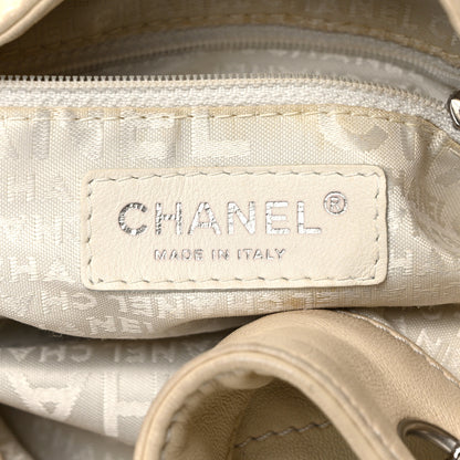 Chanel Lambskin Contrast Stitch Small Drawstring Tote Ivory 7 of 12