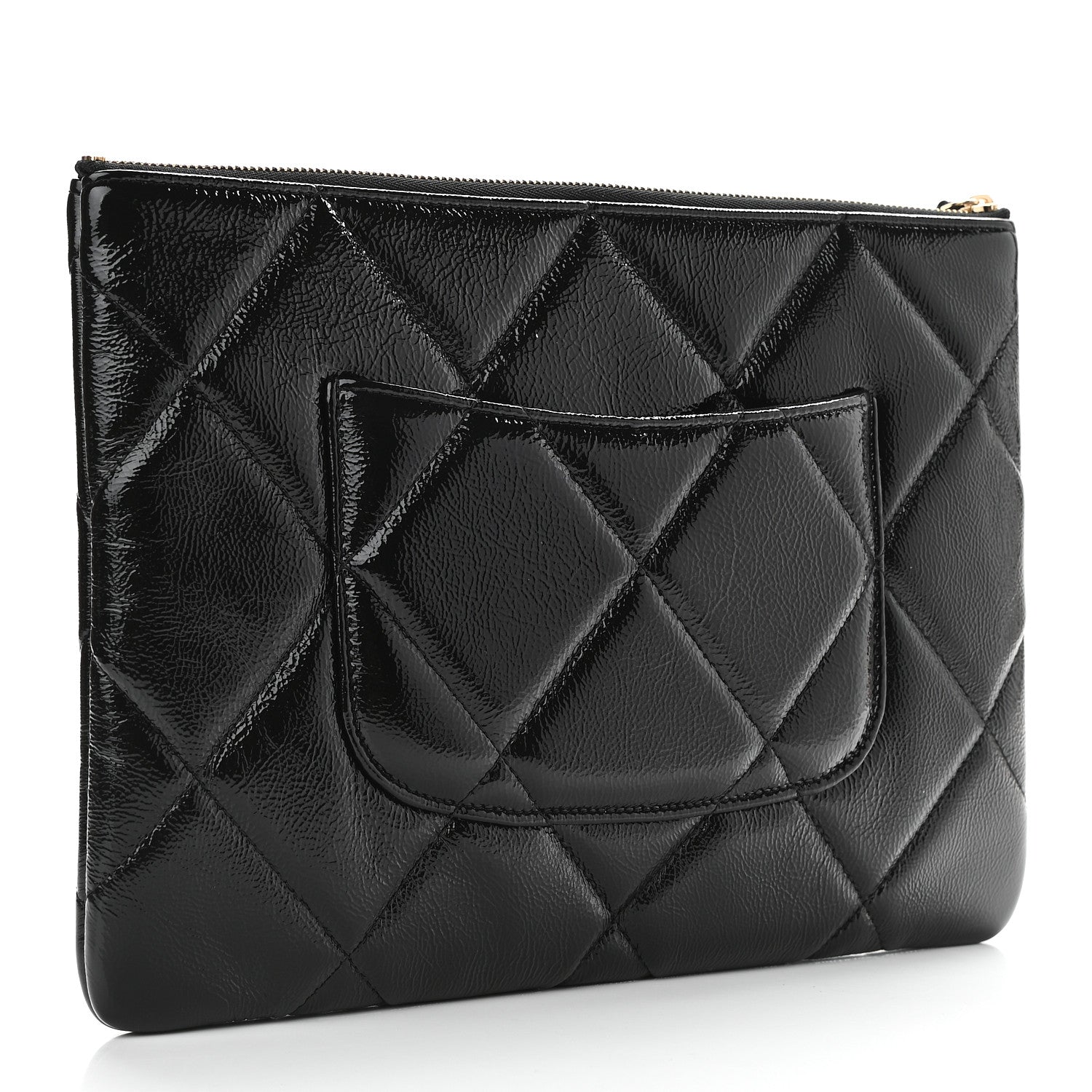 Chanel Shiny Crumpled Calfskin Quilted Large Chanel 19 Cosmetic Case Black 3 of 9