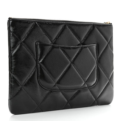Chanel Shiny Crumpled Calfskin Quilted Large Chanel 19 Cosmetic Case Black 3 of 9