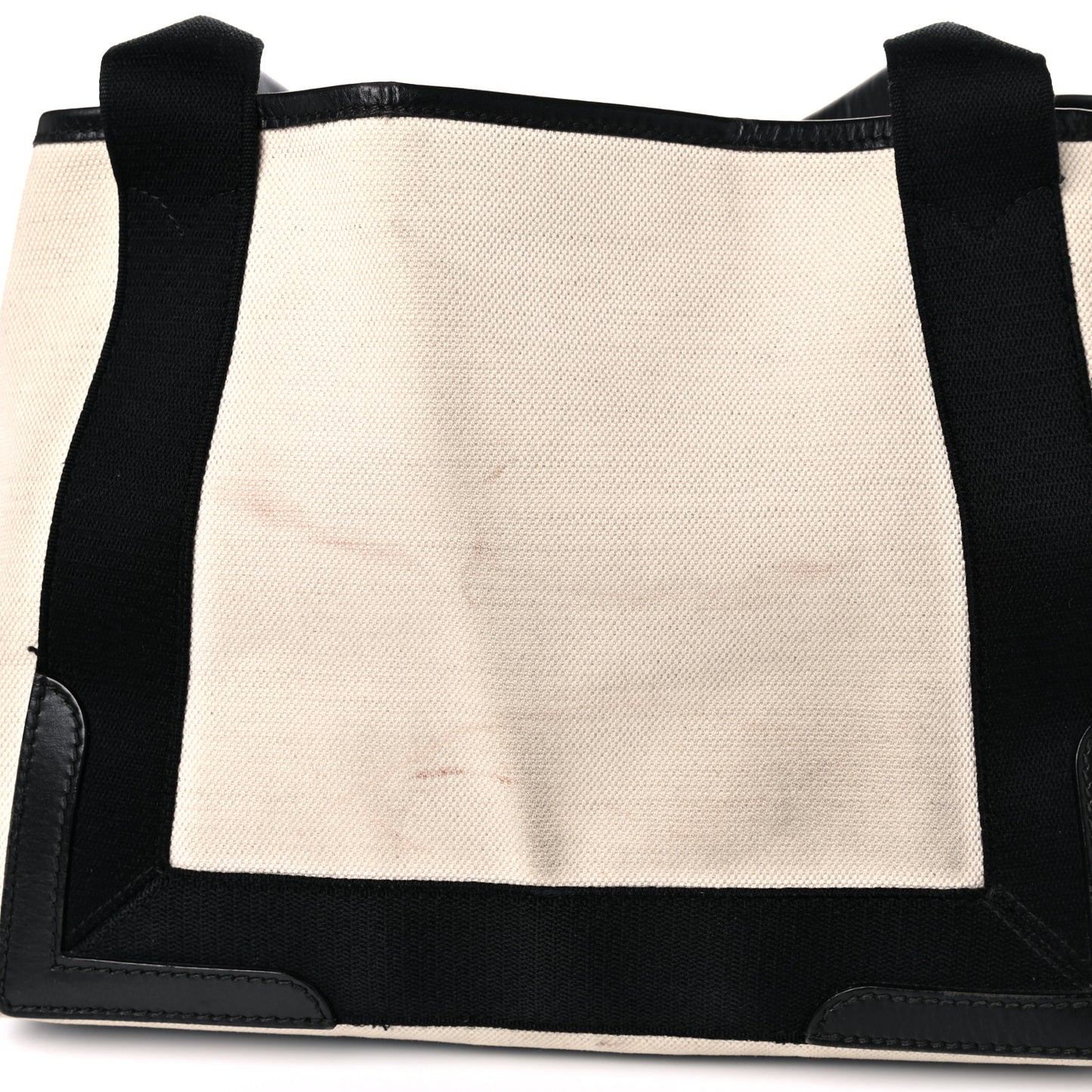 Cotton Canvas Satin Calfskin S Navy Cabas Natural Black