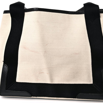 Balenciaga Cotton Canvas Satin Calfskin S Navy Cabas Natural Black 28 of 34