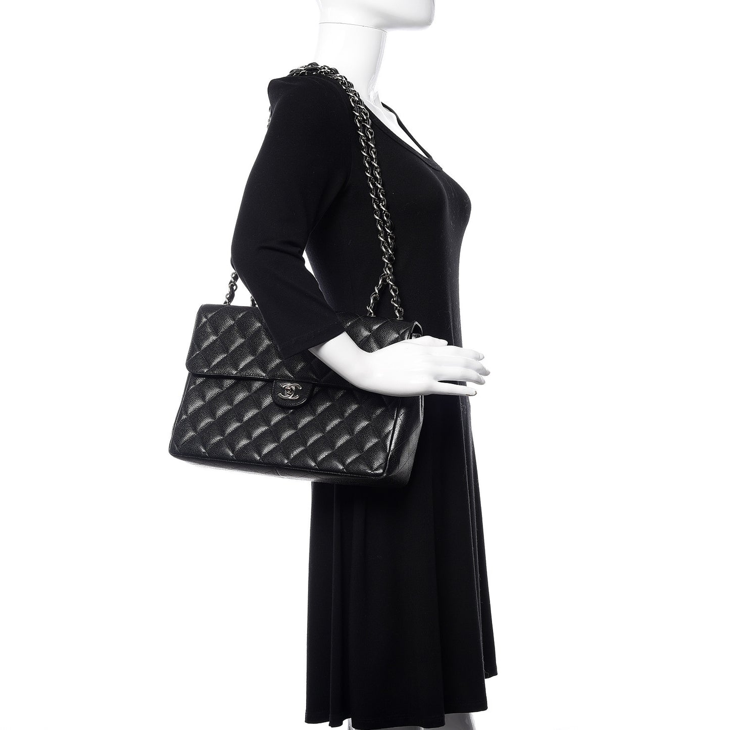 Caviar Jumbo Single Flap Black