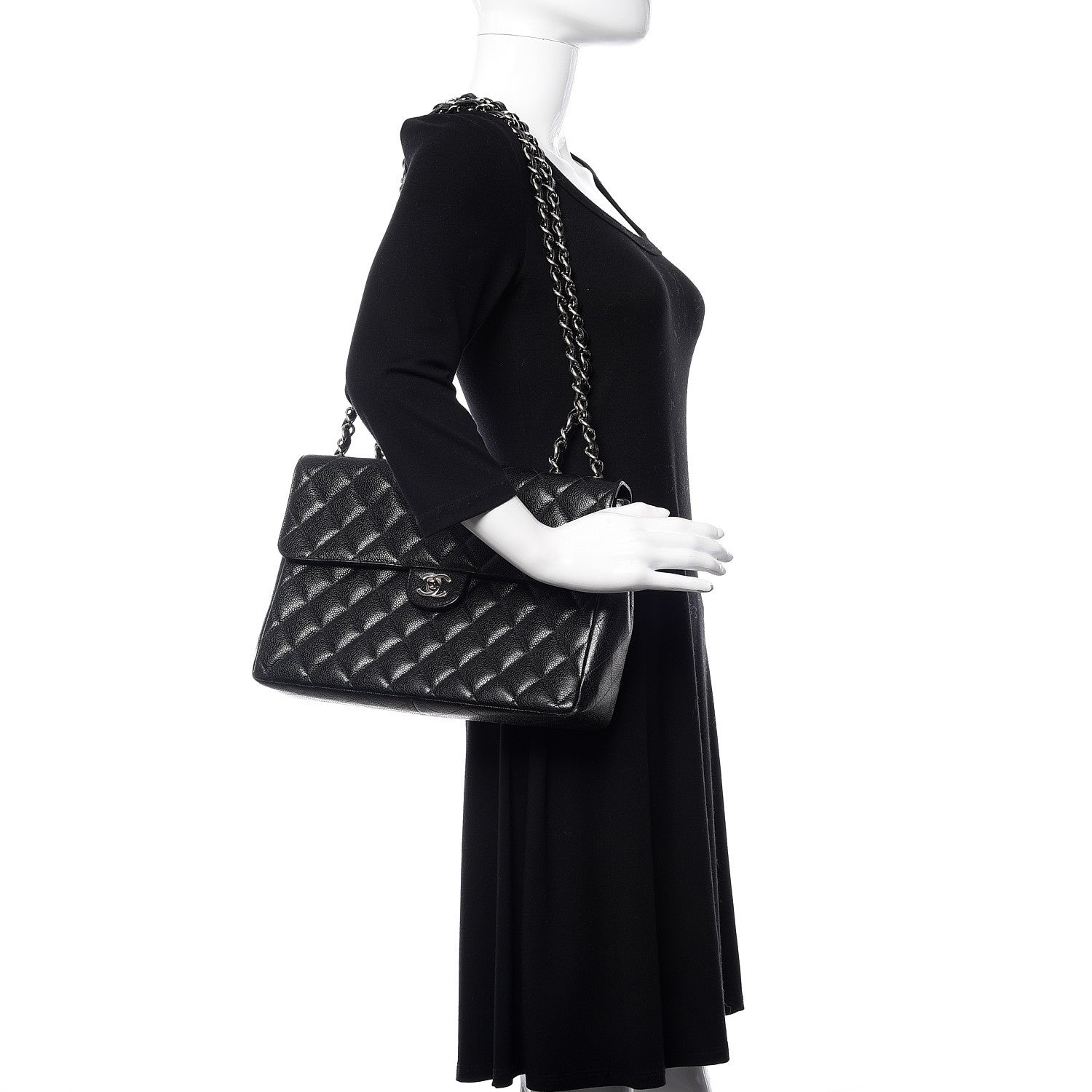 Chanel Caviar Jumbo Single Flap Black 2 of 15